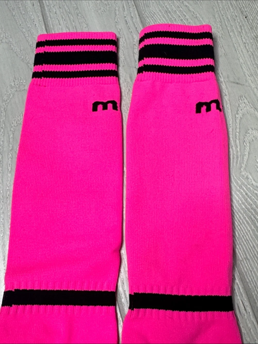 New Youth Mitre neon pink over-the-calf junior soccer socks